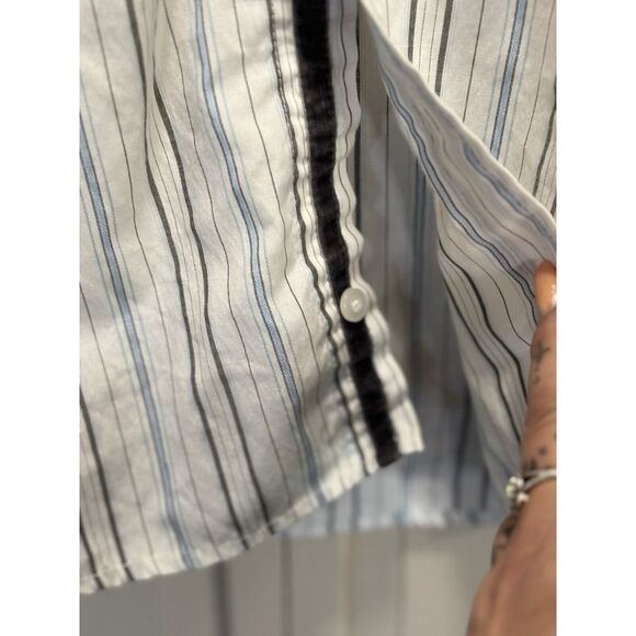 Premium Point Quality White/Blue Button Up Long Sleeve Shirt Size XL Embroidered - Picture 3 of 10